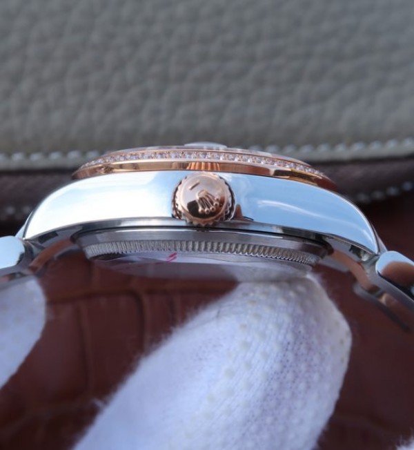 Replica Rolex DateJust 31mm 178383 Diamonds Bezel Roman Markers Brown Dial A2235