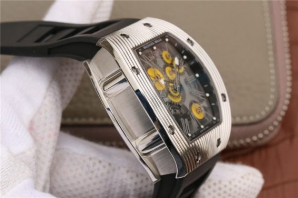 Replica Richard Mille RM018 Hommage a Boucheron SS Yellow Skeleton Dial Black Rubber Strap 6T51