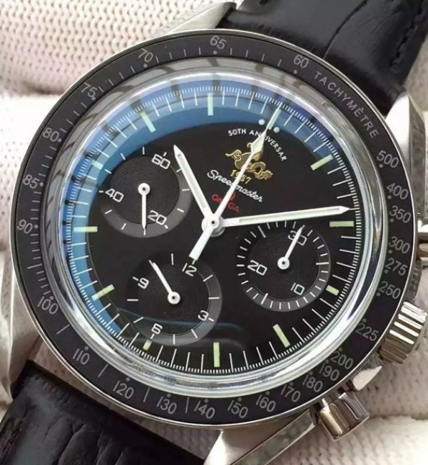 Replica Omega Speedmaster MoonWatch 1957 Black Dia Leathe Manual Winding