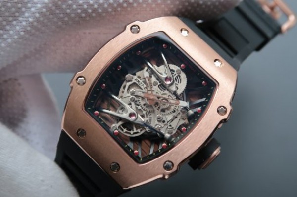 Replica Richard Mille RM027 RG Skeleton Dial Black Rubber Strap 6T51