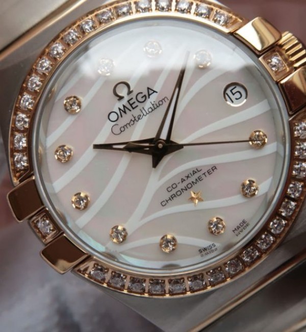 Replica Omega V6 Constellation 123.20.35 Diamonds Bezel White Dial