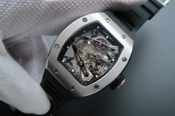 Replica Richard Mille RM038 SS Black Inner Bezel Skeleton Dial Black Rubber Strap Jap Quartz