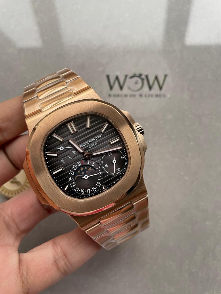 Replica PATEK PHILIPPE Nautilus Moon Phases 5712 RG Grey Dial on RG Bracelet PPF A240