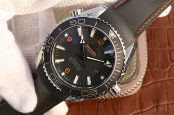 Replica Omega Planet Ocean Professional Ceramic Bezel 45mm OMF Orange Marker Rubber Strap A8500