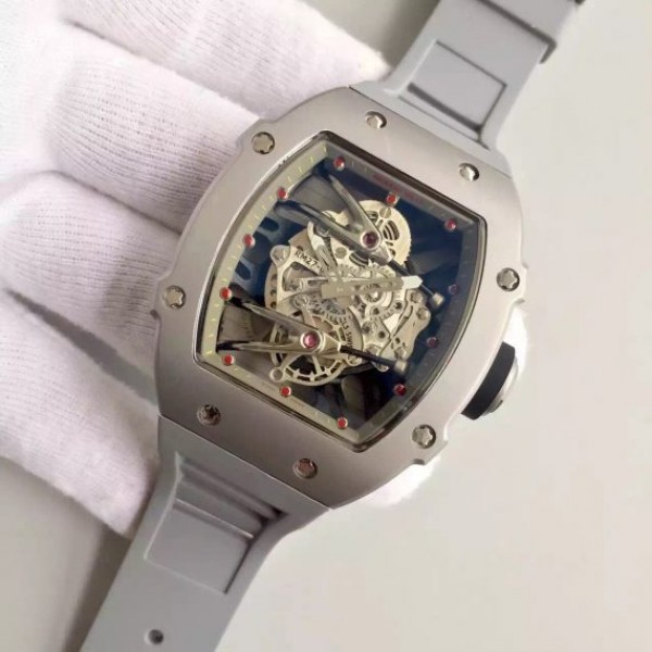 Replica Richard Mille RM027 SS Skeleton Dial Gray Rubber Strap 6T51