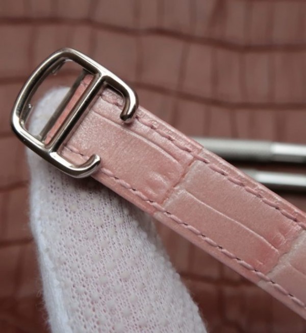 Replica Cartier Ballon Bleu Ladies 28MM White Dial Pink Leather Strap Ronda Quartz