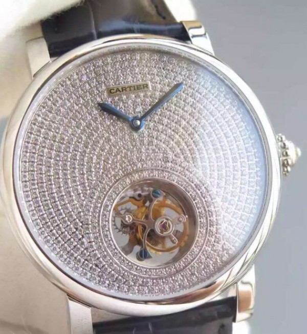 Replica Cartier Rotonde De Cartier Tourbillon SS Diamonds Dial