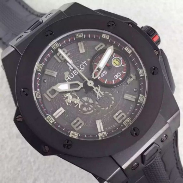 Replica Hublot Big Bang Ferrari Limited Edition PVD Black Dial Black Rubber Strap A7753