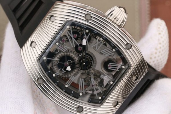 Replica Richard Mille RM018 Hommage a Boucheron SS Black Skeleton Dial Black Rubber Strap 6T51