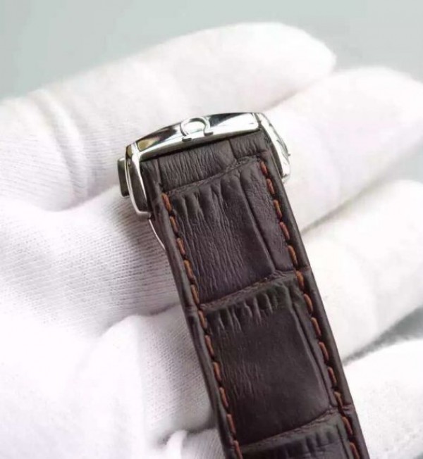 Replica Omega V6F De Ville Hour Vision Co-Axial 41mm SS White Dial Brown Leather Strap A8500