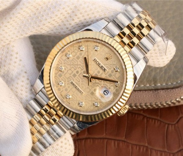 Replica Rolex DateJust 41mm SS/YG YG Textured Dial YG Wrapped Fluted Bezel SS/YG Bracelet A2836