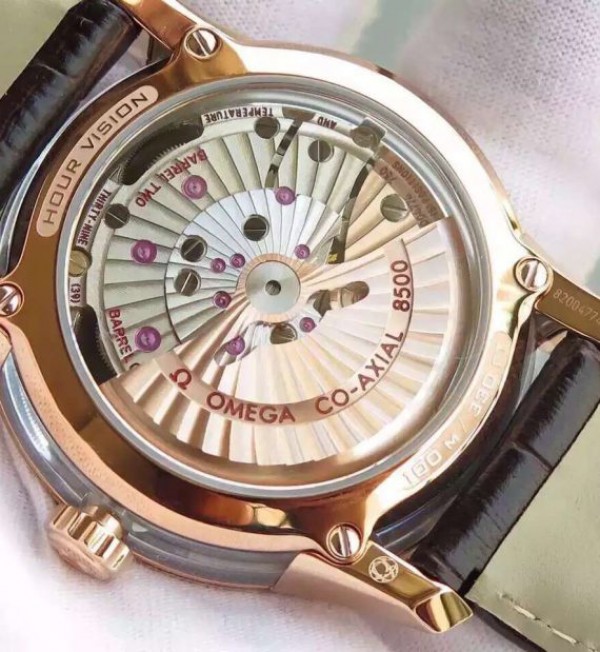 Replica Omega V6F De Ville Hour Vision Co-Axial 41mm RG White Dial Brown Leather Strap A8500