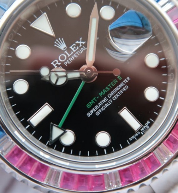 Replica Rolex GMT-Master II 116759 Black Dial Blue/White Bezel S2836