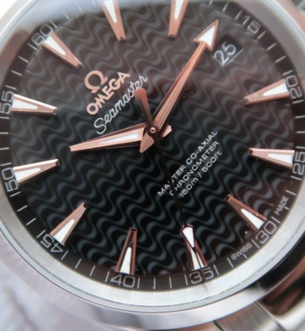 Replica Omega Aqua Terra 150M Black Wave Textured Dial SS Bracelet A8500