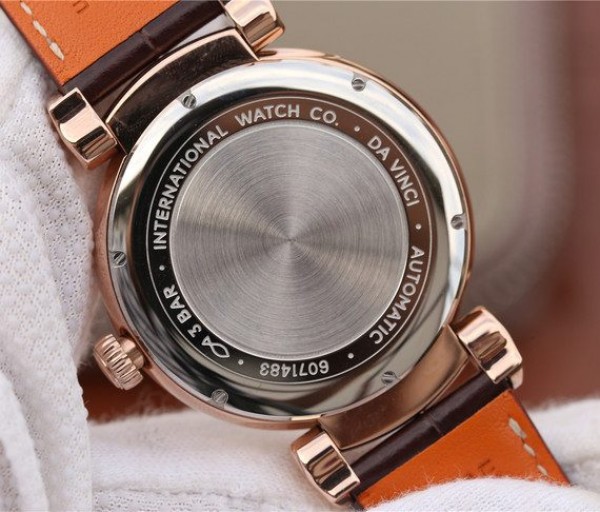 Replica IWC TW Da Vinci RG IW3566 White Dial Black Leather Strap A2892