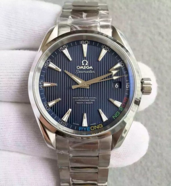 Replica Omega XF Seamaster CO-AXIAL Master PyeongChang 2018 Blue Dial SS Bracelet A8500