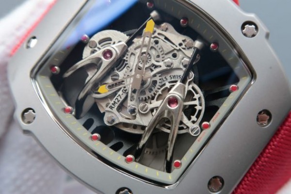 Replica Richard Mille RM027 SS Skeleton Dial Gray Inner Bezel Red Nylon Strap 6T51