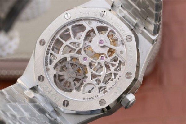 Replica Audemars Piguet Royal Oak Tourbillon Extra-Thin Openworked SS Skeleton Dial SS Bracelet