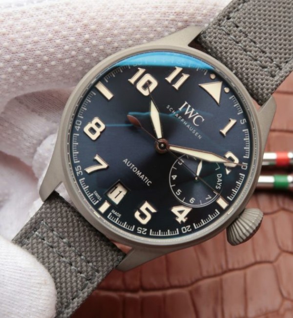 Replica IWC Big Pilot Custom Made Sandblasted SS Case Blue Dial