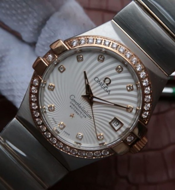 Replica Omega V6 Constellation 123.20.35 SS White Textured Dial