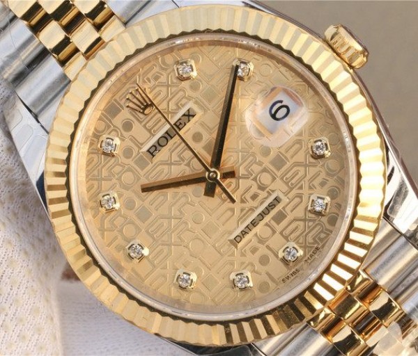 Replica Rolex DateJust 41mm SS/YG YG Textured Dial YG Wrapped Fluted Bezel SS/YG Bracelet A2836