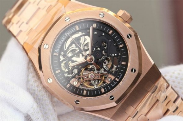 Replica Audemars Piguet Royal Oak 41mm Double Balance Wheel Openworked 15407 RG JF  RG Bracelet A3132