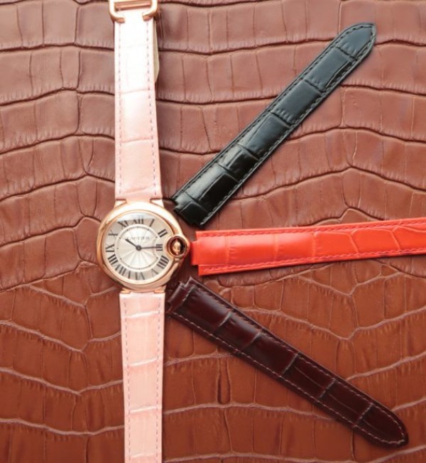 Replica Cartier Ballon Bleu 33mm RG White Dial Leather Strap Ronda Quartz