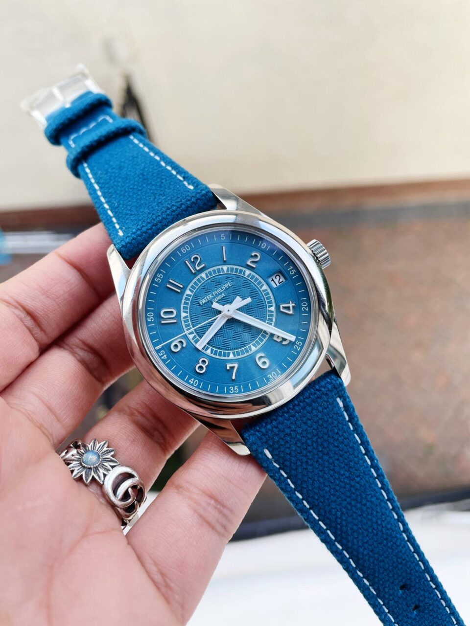Replica PATEK PHILIPPE Calatrava 6007A-001 SS ZF 1:1 Best Edition Blue Dial on Blue Leather Strap A324CS