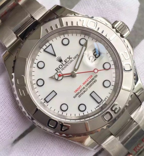 Replica Rolex Yacht-Master 116622 Noob White Dial on SS Bracelet A2824