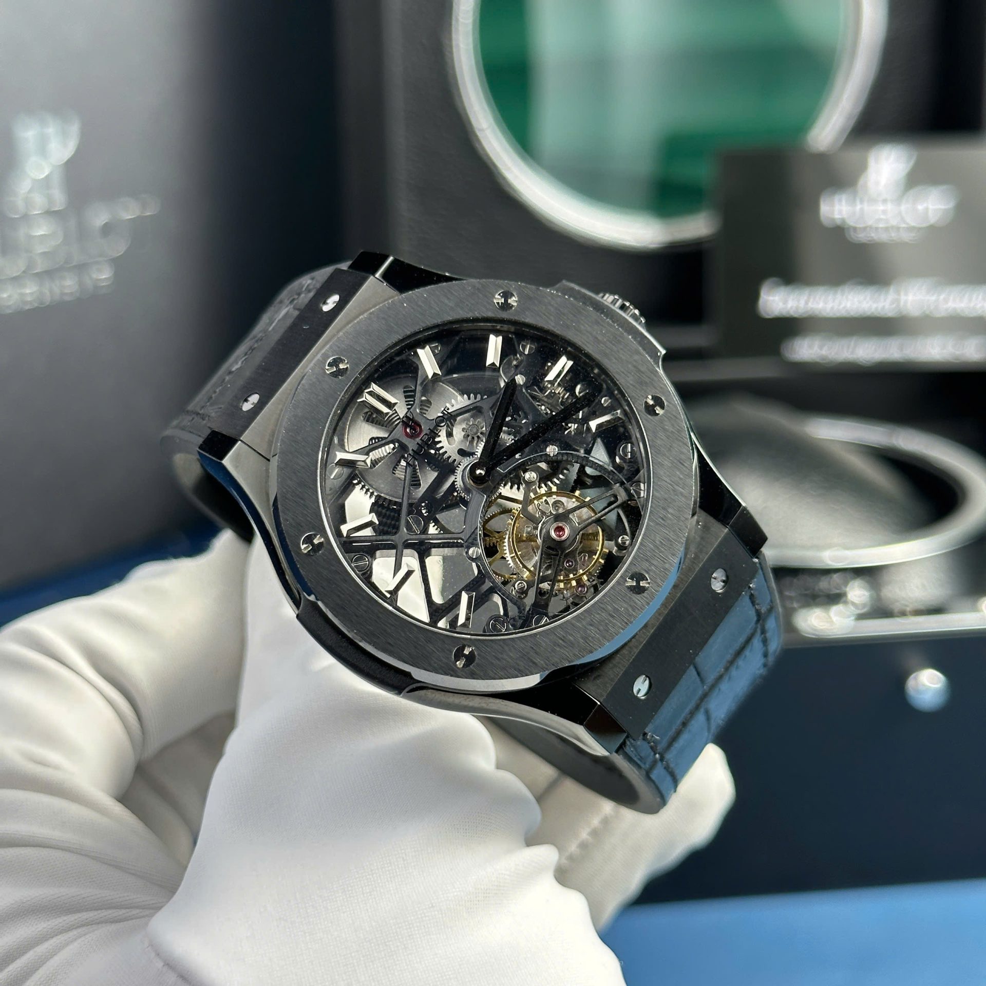 Hublot Replica Watch Classic Fusion Skeleton Tourbillon Black Ceramic 45mm