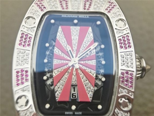 Replica Richard Mille RM 007 Lady SS Diamonds Black Inner Bezel White Rubber Strap 6T51