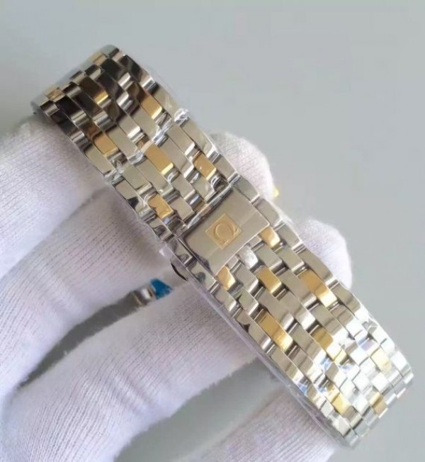 Replica Omega MK De Ville 39.5mm Yellow Dial Diamonds Markers RG Bezel SS/RG Bracelet A2824