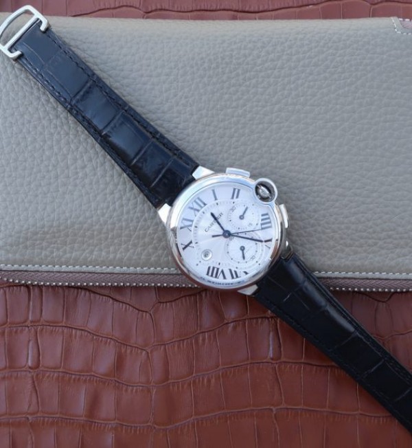 Replica Cartier Ballon Bleu De Cartier Chrono SS White Dial A8101