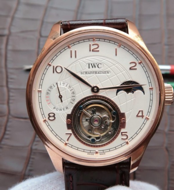 Replica IWC Portuguese Tourbillon Power Reserve Moonphase RG White Dial