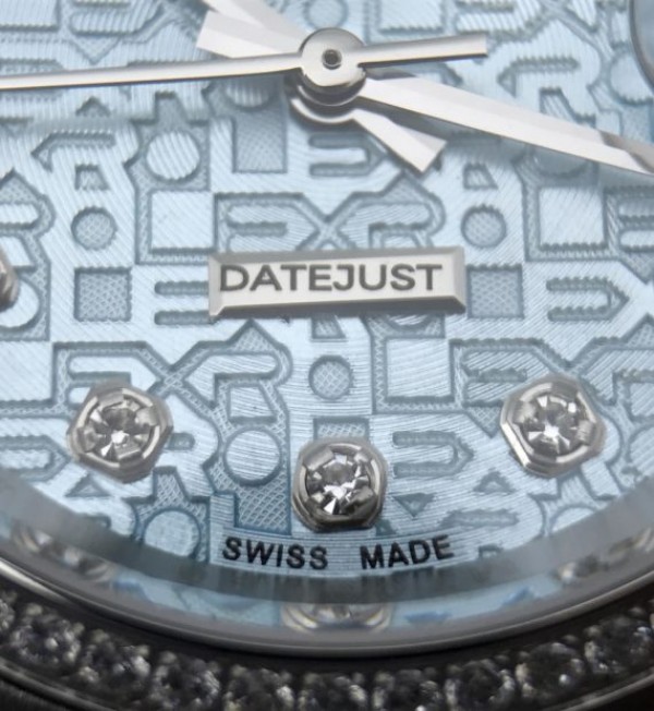 Replica Rolex DateJust 31mm Diamonds Bezel/Markers Blue Textured Dial A2235
