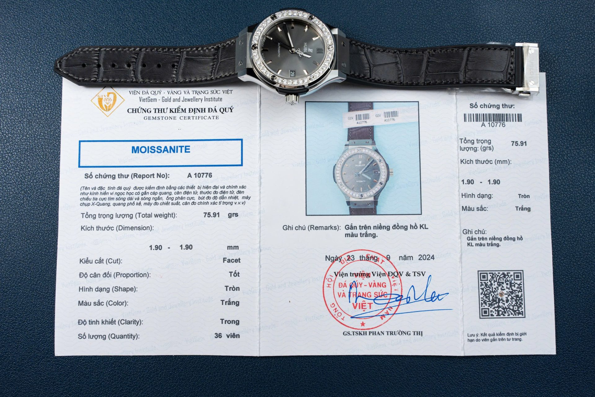 Hublot Classic Fusion Dial Gray Replica Watch Bezel Diamonds Moissanite 38mm