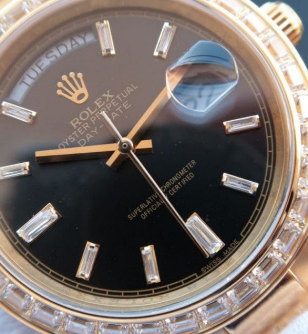 Replica Rolex Noob Day-Date 218399 YG Black Dial Bracelet A3255