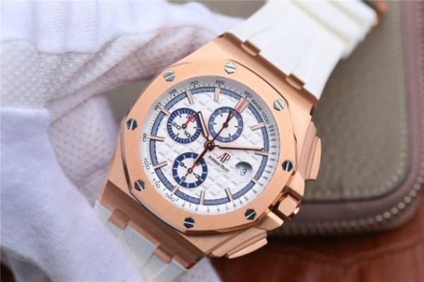 Replica Audemars Piguet Royal Oak Offshore 44mm RG Summer Edition JF White Rubber Strap A3126