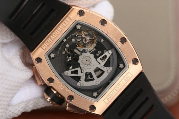 Replica Richard Mille RM011 Felipe Massa Chrono RG Skeleton Dial Black Inner Bezel Black Rubber Strap A7750