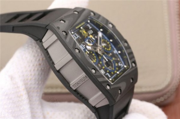 Replica Richard Mille RM011 SS Felipe Massa 10th Anniversary KVF Crystal Skeleton Dial Blue Black Rubber Strap A7750