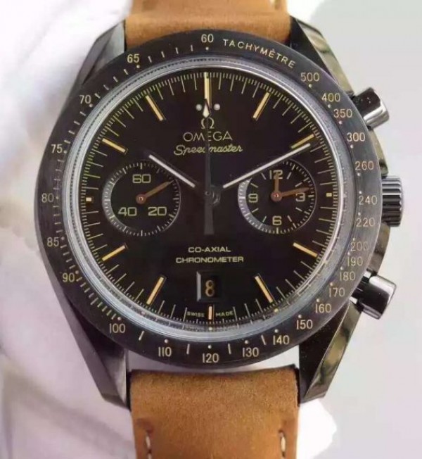 Replica Omega Speedmaster Moonwatch PVD Chrono Vintage Black Asso/Rubber Strap A9300