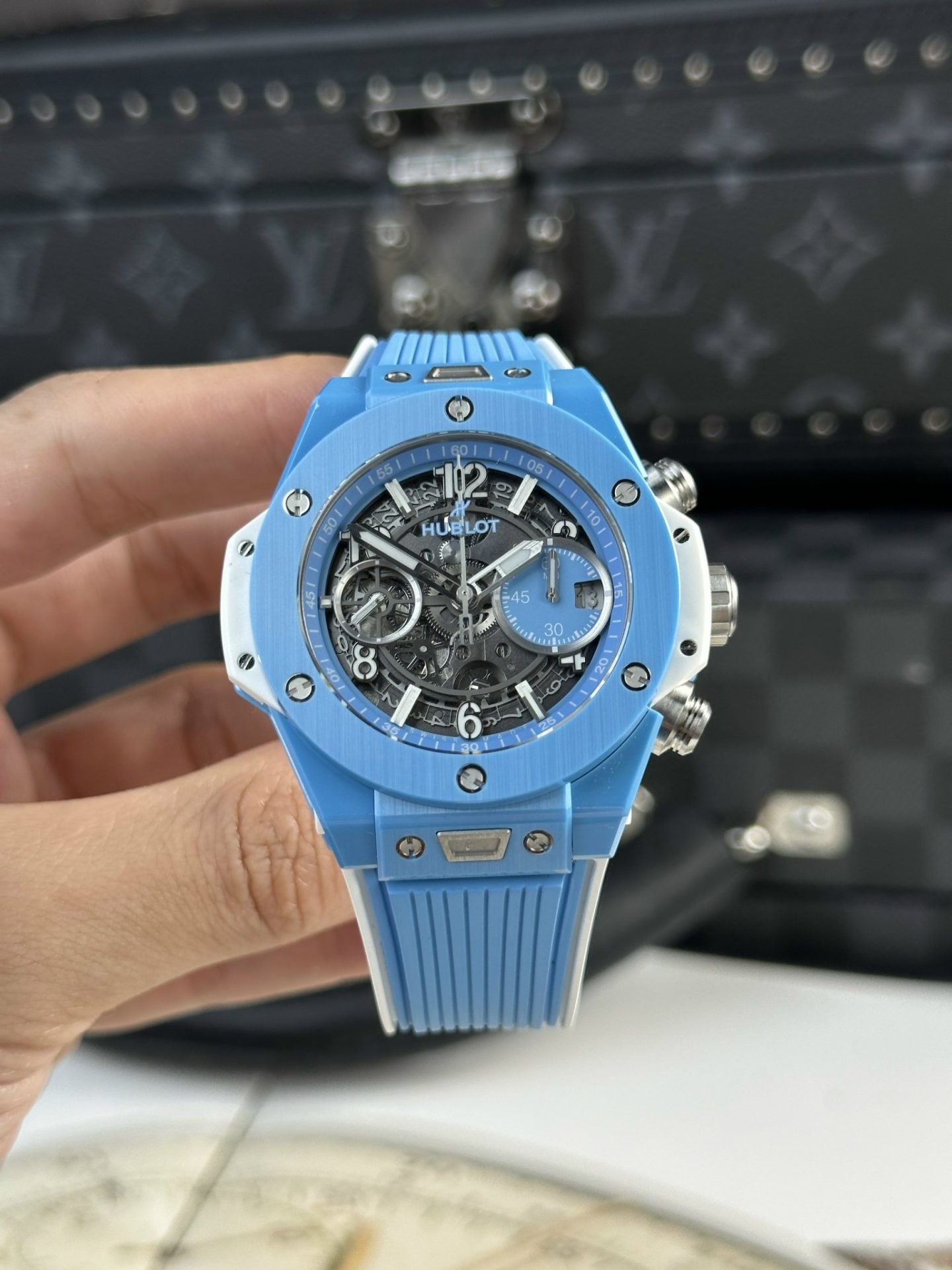 Hublot Best Replica Watch Big Bang Unico Ceramic Sky Blue BBF Factory 42mm