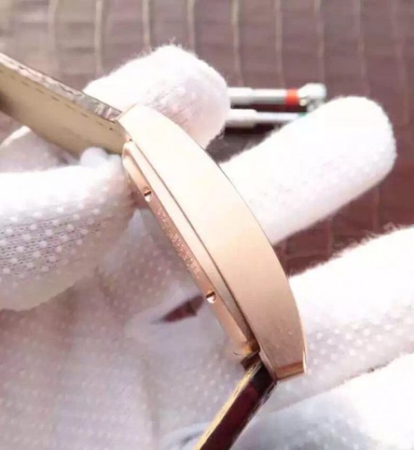 Replica Cartier Tank MC RG Brown Dial RG Mark Brown Leather Strap