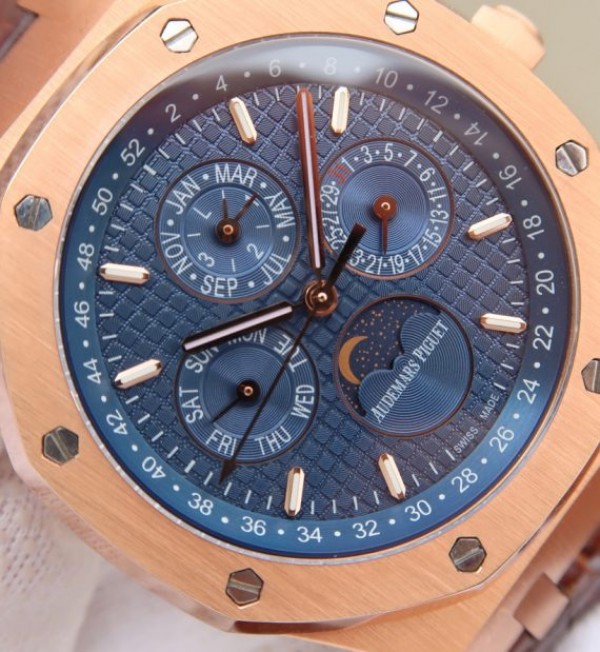 Replica Audemars Piguet JF Royal Oak 41mm 26574 RG Blue Dial Leather Strap A5134