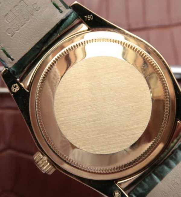 Replica Rolex Day-Date 118138 YG Green Dial Green Leather Strap A2836