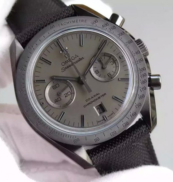 Replica Omega Speedmaster Moonwatch PVD Chrono Black Dial Nylon Strap A9300