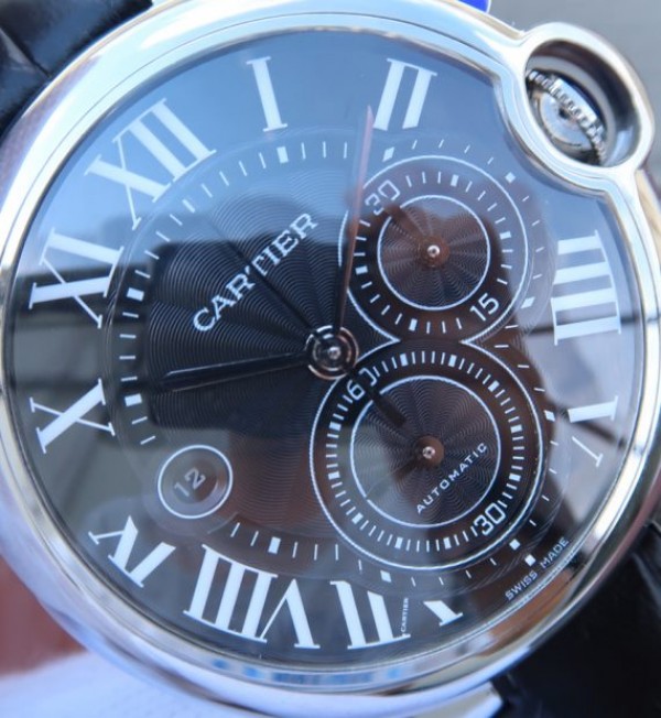 Replica Cartier Ballon Bleu De Cartier Chrono SS Black Dial A8101