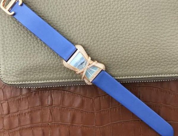 Replica Cartier High Jewelry Watches RG WJ306014 Blue Dial Blue Fabric Strap