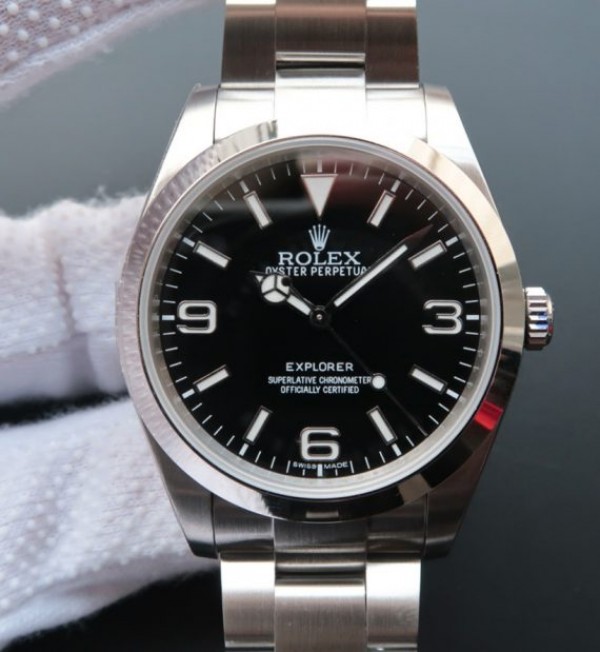 Replica Rolex EXPLORER I 214270 39mm Noob Black Dial SS Bracelet A2824
