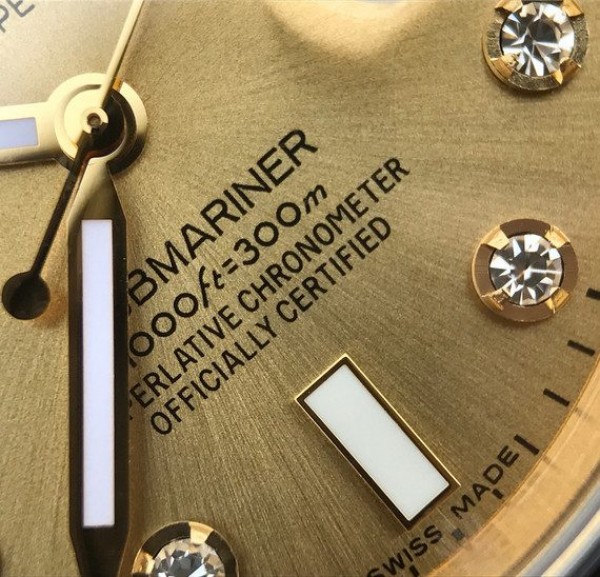 Replica Rolex Submariner 116613 LN Diamonds Markers YG Dial SS/YG Bracelet Eat2836